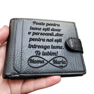 Portfel negru cu capsa Poate Pentru Lume Esti.