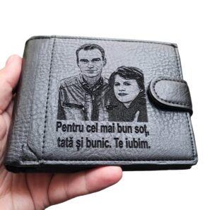 portofel personalizat negru cu capsa Sot Tata si Bunic