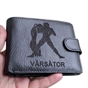 Portofel negru fara capsa personalizat zodia Scorpion